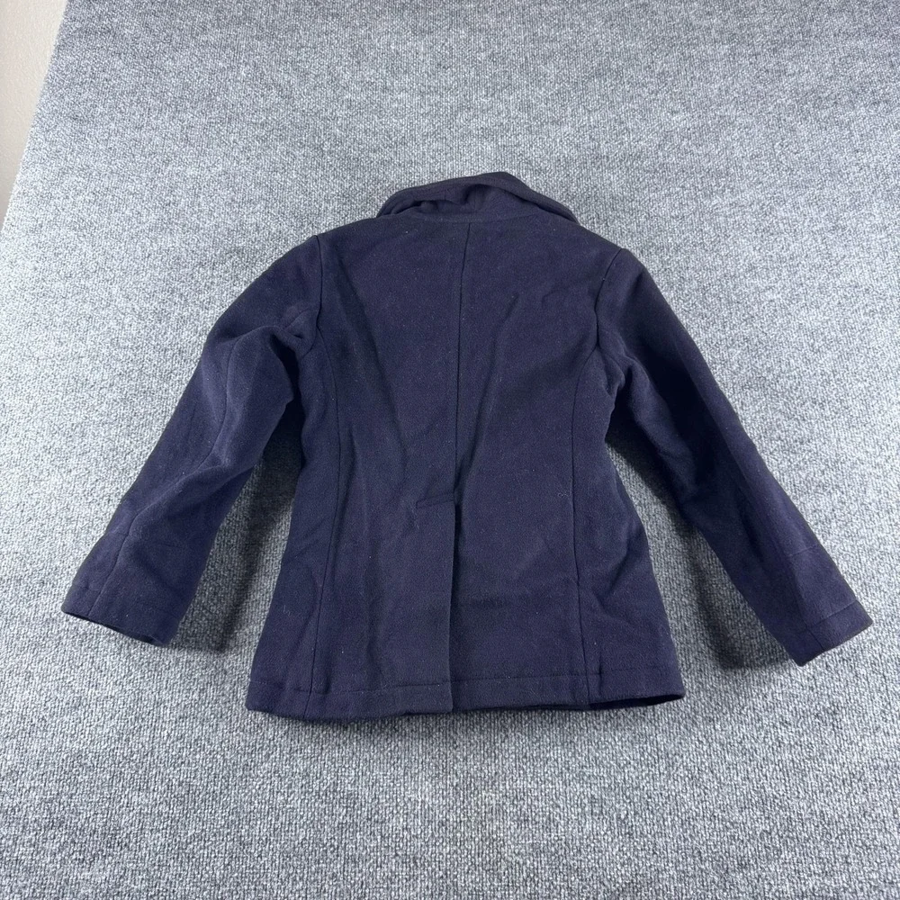 Polo Ralph Lauren Pea Coat Boys 8 Blue Wool Double Breasted Patch S815-0001